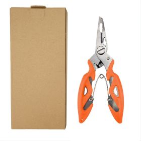 Stainless Steel Multi-function Lure Pliers; Portable Fishing Scissors; Fish Control Hook Tool (Color: ORANGE)