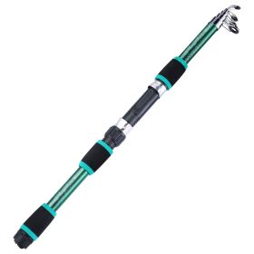Sougayilang Travel Telescopic Fishing Rod Glass Fiber Fishing Pole (Color: GREEN)