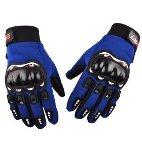 Motorcycle Gloves Breathable Closed Finger Racing Gloves for Outdoor Sports Crossbike Riding men's motorcycle gloves (Color: Blue)