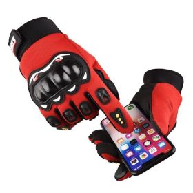 Motorcycle Gloves Breathable Closed Finger Racing Gloves for Outdoor Sports Crossbike Riding men's motorcycle gloves (Color: Red)