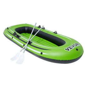 VEVOR Inflatable Boat, 3-Person Inflatable Fishing Boat, Strong PVC Portable Boat Raft Kayak, 45.6" Aluminum Oars, High-Output Pump (Default: Default)