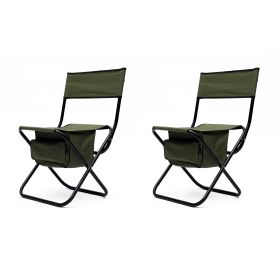 2-piece Folding Outdoor Chair with Storage Bag, Portable Chair for indoor, Outdoor Camping, Picnics and Fishing,Green (Color: as picture)