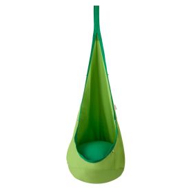 VEVOR Kids Pod Swing Seat, Hanging Hammock Chair with LED Lights Strings, Inflatable Cushion (Color: GREEN)
