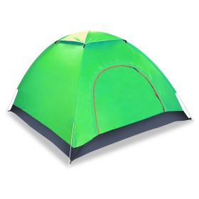 4 Persons Camping Waterproof Tent Pop Up Tent Instant Setup Tent w/2 Mosquito Net Doors Carrying Bag Folding 4 Seasons (Color: GREEN)