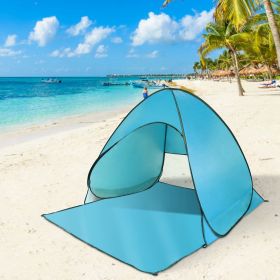 Pop Up Beach Tent Shade Shelter Anti-UV Automatic Pop Up Waterproof Tent Canopy for 2/3 Man with Net Window Storage Bag (Color: GREEN)
